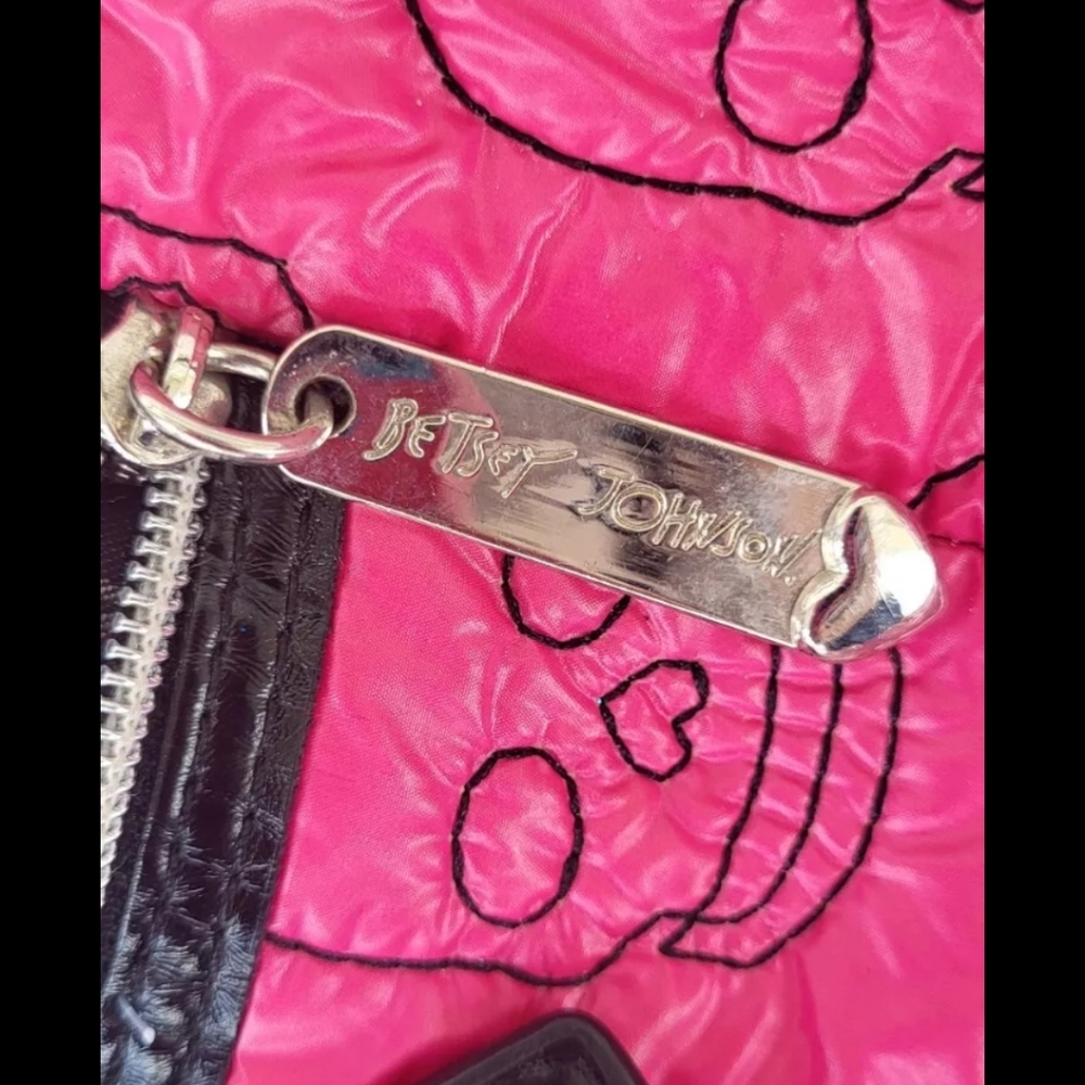 Betsey Johnson Head First Pink and Black Skull backpack purse.
